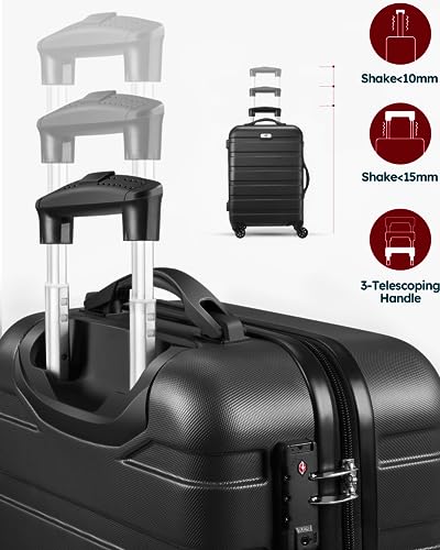 Image of Suitour Luggage Sets 3 piece, Hardside Lightweight Suitcase sets with Spinner Wheels,TSA Lock,20 /24 /28 inches Travel Luggage Black