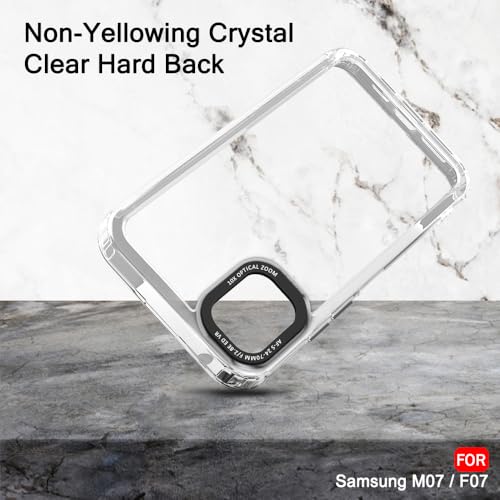 Image of TheGiftKart Hybrid Shockproof Back Cover Case for Samsung Galaxy M07 / F07 | Stylish Camera Border | Electroplated Buttons | Crystal Clear Hard Back Cover Case (TPU & PC, Transparent Bumper)