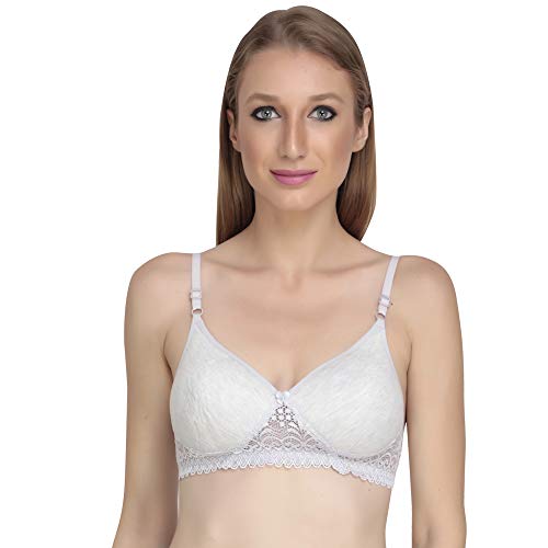 Image of Lace Padded Everyday Padded Bra for Women - Made of Pure Cotton Full Coverage Over Size Non Wired Pushup Soft Cup for T-Shirt Saree Dress Sports Garment for Daily Use Everyday