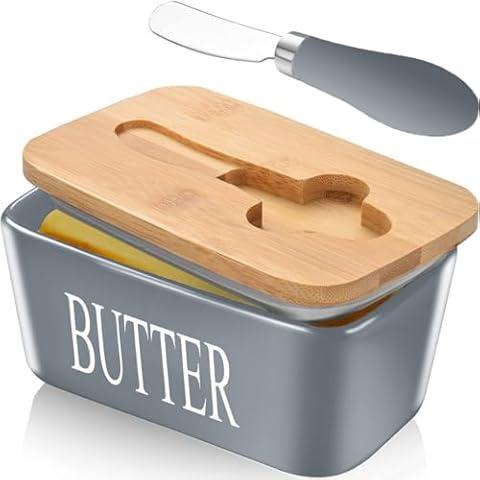 CCHONG Ceramic Butter Dish with Knife Cover