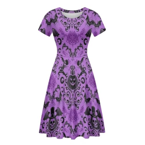 Image of POLERO Sunflower Dress for Women Floral Summer Dresses Short Sleeve Casual Sundresses Midi Dresses