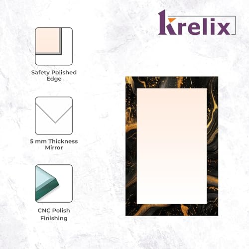 Image of KERLIX Rectangle Decorative Art Unique Fancy Digital Frameless CNC polishing Wall Mirror /Makeup Mirror /Bathroom Mirrors Size (12x18 inch). (4, 12 x 18)