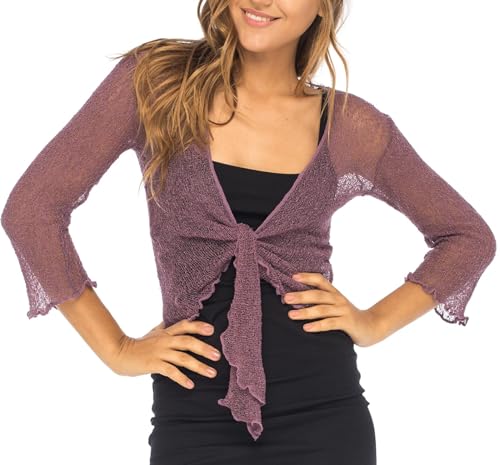 Image of Back From Bali Womens Sheer Shrug Cardigan Lightweight Knit