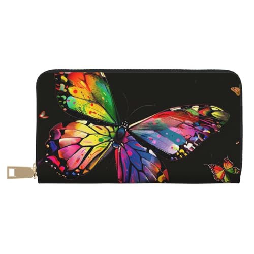 Colorful Butterfly Printed Long Wallet for Women Men Cute Coin Purse with Card Holder