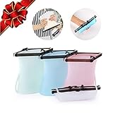 Reusable Food Bag Silicone Storage Dishwasher Safe Easy Dry Bags Food Bunker Flat Bottom Freezer Bags No Pop Open Stand-Up Snack & Sandwich Bags Reusable Ziplock Silicone Sous Vide Bag