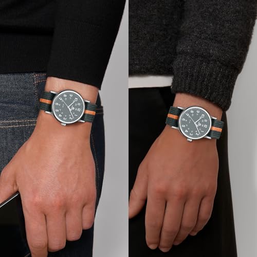 Image of LN LENQIN Mens Watches Unisex Military Sport Nylon Strap Stylish Luminous Fashion Analog Quartz Watch for Men Waterproof Army Tactical Casual Wristwatch