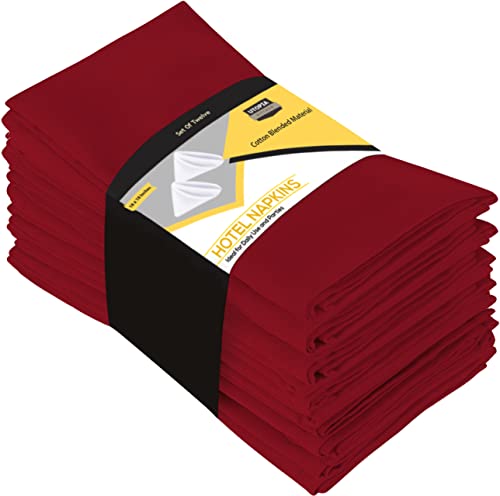 Utopia Kitchen Red Cloth Napkins [12 Pack, 18X18 Inch] Cotton Blend Washable And Reusable Table Dinner Napkins For Hotel, Lunch, Restaurant, Weddings, Event And Parties #TOP19
