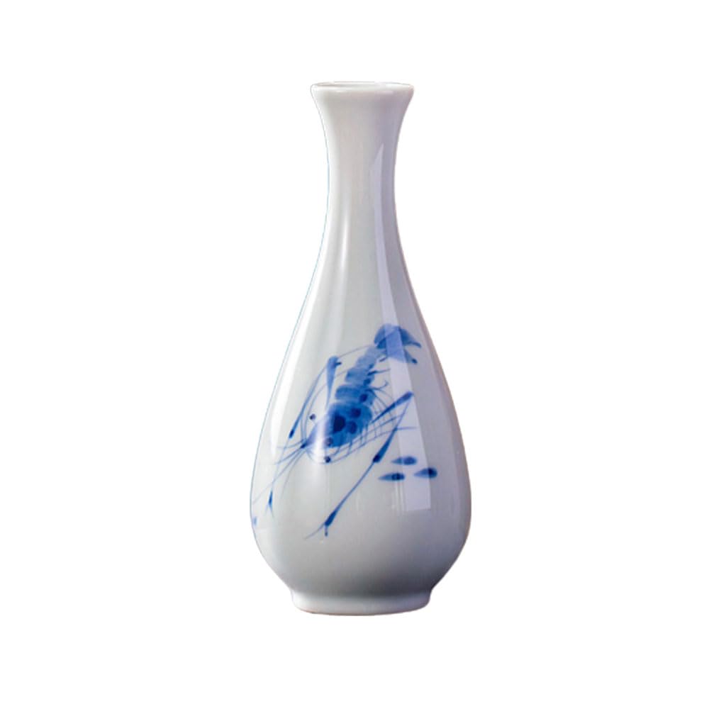 asdchZen Hand Painted Creative Ceramic Vase Decorative Dried Flowers Living Room Tabletop Flower Arrangement Small Flower Arrangement Set For Dining Table Centerpiece Decorative Vase,H