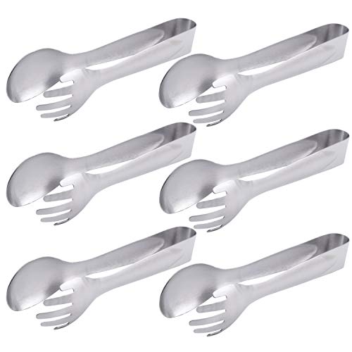 HINMAY 8-Inch Serving Tongs Salad Buffet Tongs, Set of 6