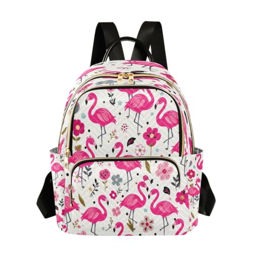 Mochila de moda con estampado de flamenco rosa multicolor para el uso diario y universitario en talla M