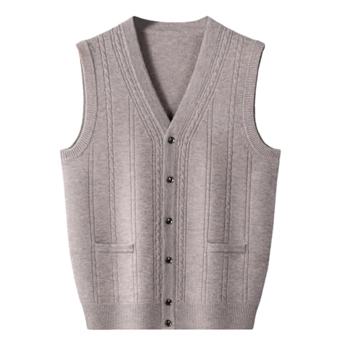 Men's Fashion Cashmere Cardigan Vest Casual V-Neck Sleeveless Cardigan