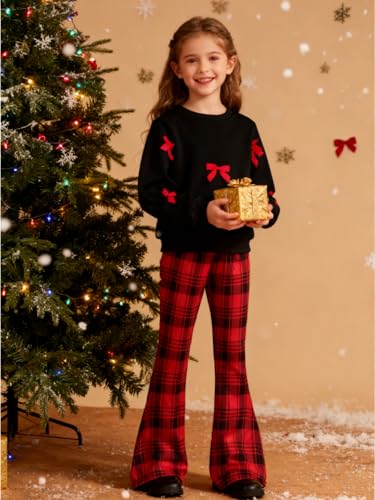 Image of Girls 2 Piece Outfits Long Sleeve Butterfly Sweatshirt & Flared Pants Fall Clothing Set Size 7-12 Years