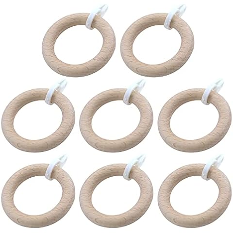 Tulead Wood Curtain Clips 60mm/2.36" OD Drapery Rings Decorative Drapes Window Hangers Pack of 8 Cover