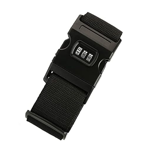 Cinturón de Equipaje, Maleta de Alta Elasticidad, riñonera Ajustable, cinturón elástico con código de Bloqueo y más Aplicaciones (Negro)