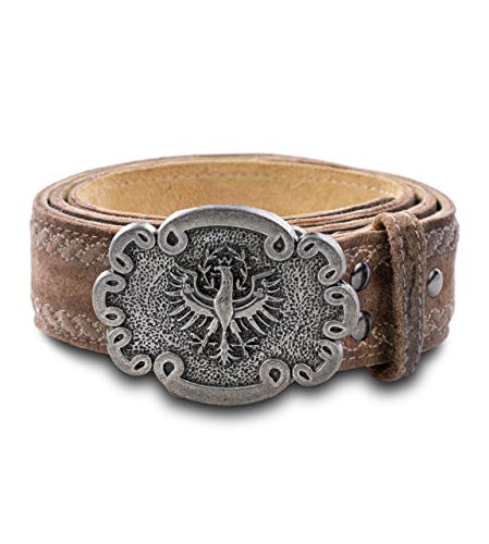 Ceinture de costume traditionnel homme broderie aigle cuir véritable 54-56