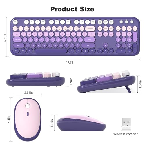 Image of Dilter Wireless Keyboard and Mouse Combo, 104 Keys Full Size Typewriter Keyboards and 2.4 GHz USB Receiver Plug Play Mouse for Windows, PC, Laptop, Desktop (Purple)