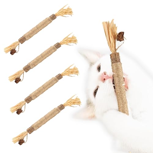 SunGrow Silvervine Sticks with Gall Fruit for Cats, Delicious Pet Snack for Kittens, Rabbits, Dogs, Oral Care Companion, Teething Chews, Chewing Treats with Bell, 7.7” (h) x 0.8 “(w), 5 Pieces