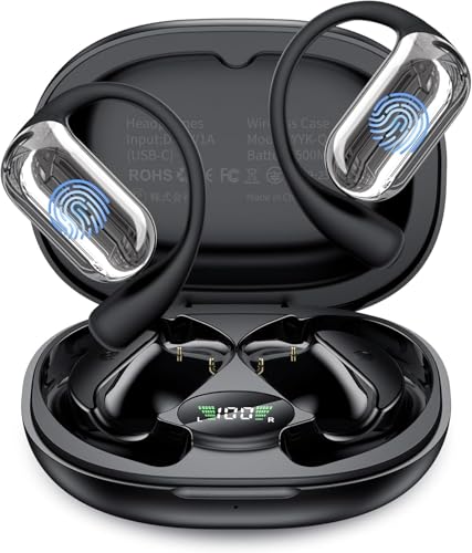 Image of EUQQ Open Ear Earbuds -80H Playtime Open Ear Headphones,Over Ear Earbuds with Ergonomic Earhook,arbuds Wireless Bluetooth, Sweat & Water-Resistant Earphones, Running Headphones with Ultra-Lightweight
