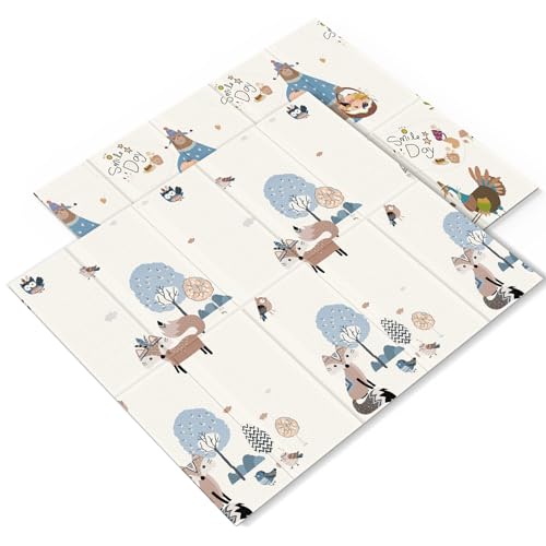 Image of UANLAUO Foam Playmat for Babies Kids Play Mat, Foldable Baby Play Mats for Floor 71 x59 Playpen Mat, Infant Floor Mats - Reversible, Easy Storage and Travel, Waterproof Activity PlayMats for Toddlers