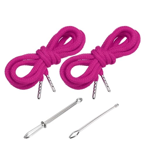 PATIKIL 51 Inch Drawstring Cords, 2pcs Replacement Draw Strings with 2pcs Easy Threaders for Shorts Pants Jackets Coats Sweatpants Hoodie, Rose Red