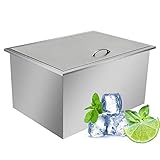 Drop in Ice Chest with Cover 304 Stainless Steel Drop in Cooler Included Drain-Pipe and Drain Plug Drop in Ice Bin for Cold Wine Beer,22''L X 17''W X 12''H