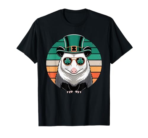 Lucky Opossum St. Patrick's Day Shamrock Shades T-Shirt
