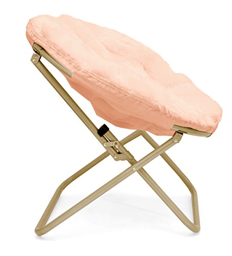 Urban Shop Faux Fur Saucer Chair With Metal Frame, One Size, Blush #TOP3