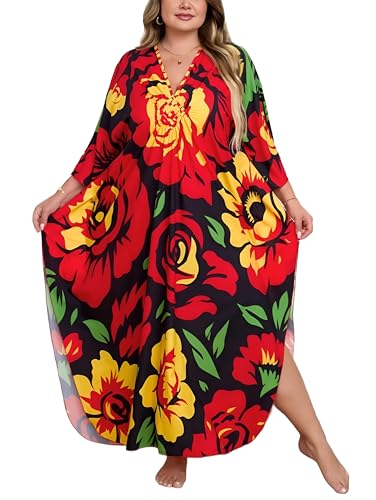 Image of Kaftan Dress for Women - Plus Size Caftan Maxi Beach Dress Moo Moos Loungewear, Swimsuit Cover Up for Beach, Pool or Vacation