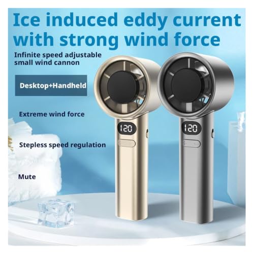 Ventilador de mano sin aspas Blanco, 120 velocidades, portátil recargable USB 4