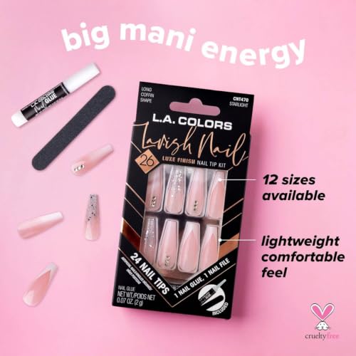 Image of L.A. COLORS 26PC Lavish Nail Tips W /Glue, Starlight (Carded) CNT470