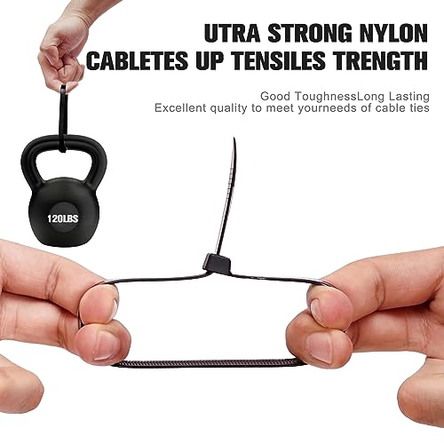 Zip Ties 12 inch ,Heavy Duty Cable Ties with 120 Pounds Tensile Strength,Black Zip Ties,100 Pack, Wire Ties for Indoor and Outdoor Use.