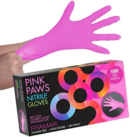 FRAMAR Pink Gloves Disposable Latex Free – Pink Nitrile Gloves Small, Disposable Gloves Small, Rubber Gloves Disposable, Esthetician Supplies, Mechanic gloves Disposable, Guantes Desechables – 100 Pk