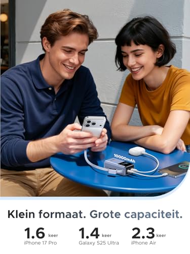 UGREEN 55W Powerbank 10000mAh met geïntegreerde kabel, Mi Turbo Charge voor Xiaomi, 45W PD snelladen Compatibel met iPhone 17, Externe mobiele batterij voor Galaxy S25 Ultra en meer - Afbeelding 4