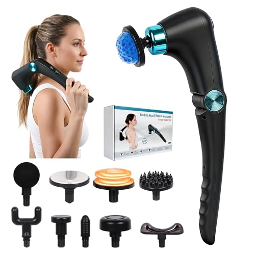 Pistolet de massage tissus musculaires bleu avec poignée d'extension