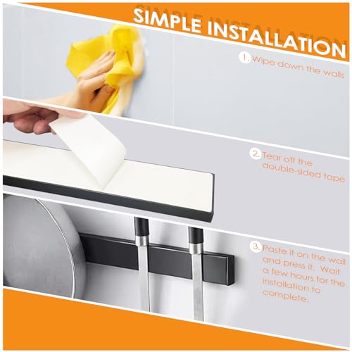 Fousenuk 40cm Porta Coltelli Cucina, Inox Barra Magnetica per Coltelli Magnetico Cucina Nero, Chef Portacoltelli, Striscia Magnetica Adesiva, Striscia Magnetico che può Essere Installato Senza Forare - immagine 4