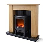 Warmlite Cambridge Fireplace Stove Suite with Two Heat Settings and Realistic LED Flame Effect, 1850W, Black, WL45043