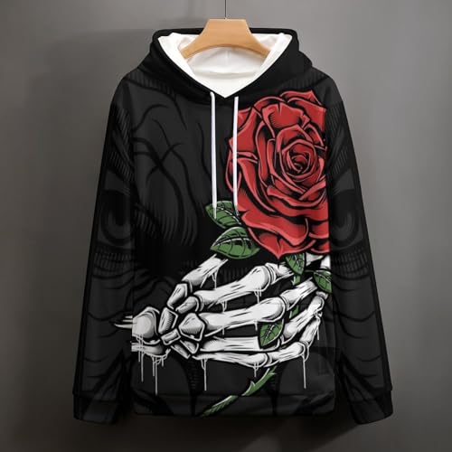 Sweat à capuche tête de mort rose UMENG unisexe pull S - 4