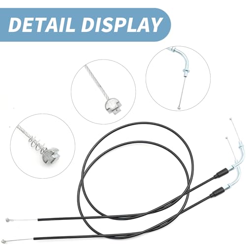 Image of Saihisday 46.3 inch Motorcycle Throttle Idle Cable Braided Wire Kit, Stainless Steel Braided Throttle Idle Cable Replacement for Harley Touring Road Glide Street Glide Electra Glide Road King 2000-2006