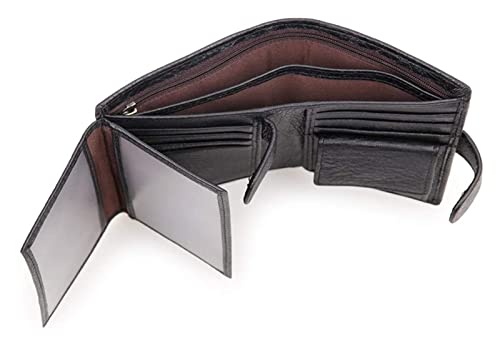 Stylish Trifold Short Wallet Retro Cowhide Leather Wallet Blocking Wallet 11 Cards Holder Coin Pocket4