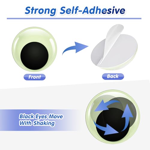 TOAOB 8 peças que brilham no escuro Wiggle Olhos arregalados autoadesivo luminoso olhos arregalados