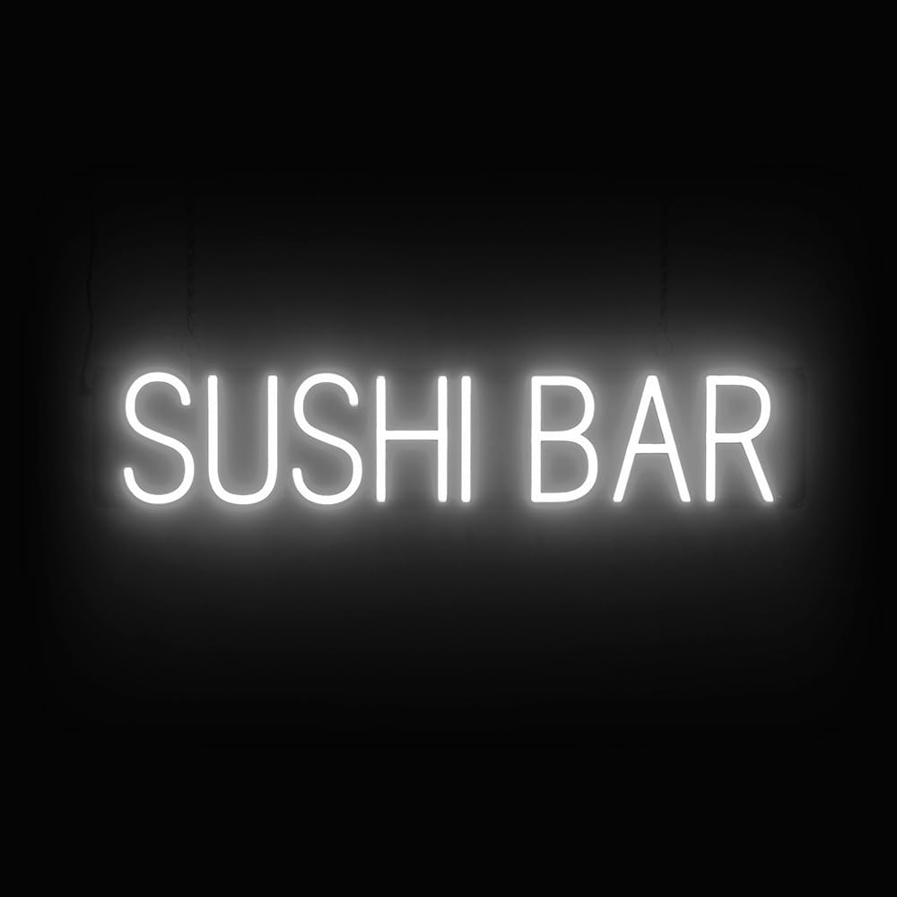 SpellBrite LED Neon SUSHI BAR Sign for Business - White, 31" x 6"