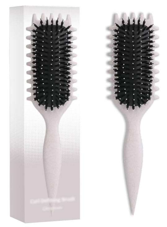 xiangwenlan Beige 1 PS Curly Hair Brush and Curl defining Brush for women and men, fitting all hair style.