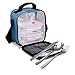 PracticFood Kit Urban Food Glass con Cubiertos Acero Inoxidable 18/0 Niquel Free - Bolsa Térmica Porta Alimentos con 2 Tapers de Vidrio Herméticos. Denim Blue