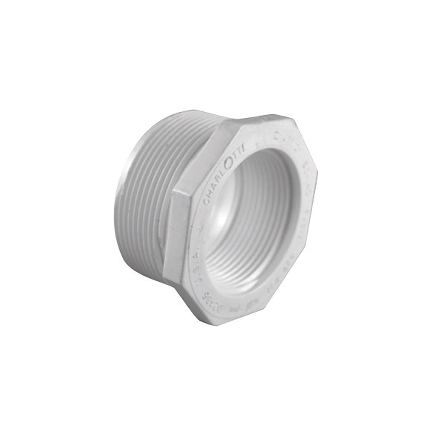 Genova 34354 Reducing Bushing - 1-1/2" To 1-1/4" White PVC Pipe Fitting For Irrigation Systems