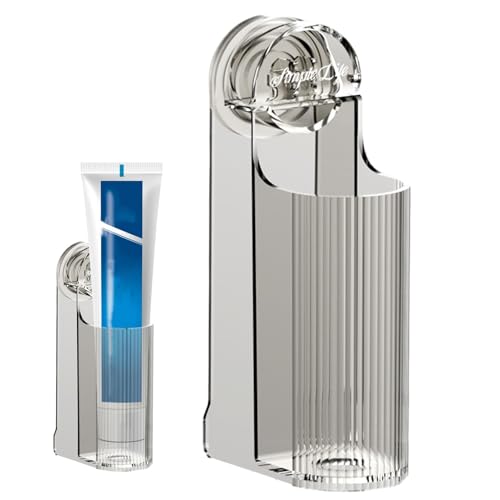 壁掛け歯ブラシホルダー 壁掛け歯ブラシホルダー、壁掛け電動歯ブラシスタンド 多機能ノンドリル歯磨き粉および歯ブラシ吸引スタンド 浴室用、