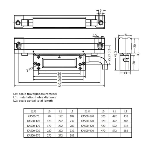 Escala lineal óptica KA-500 0.001mm TTL slim miniatura 3