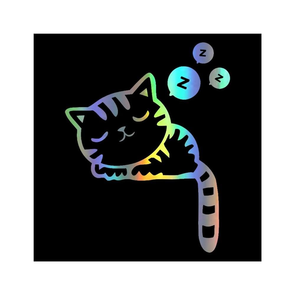 Sleeping Cat Sticker Reflective Laser Waterproof Vinyl Decal for Auto Decoration(Laser)