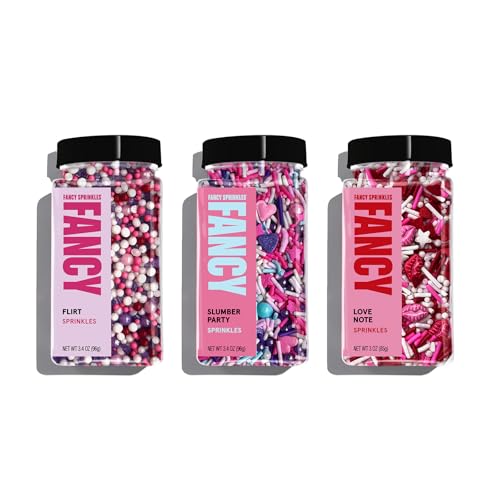 Image of Fancy Sprinkles Love Spell Trio Sprinkle Set Dessert Decorating Sprinkles, Real Sugar, Featuring: Love Note, Flirt and Slumber Party (0.5c)