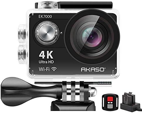 Amazon Akaso Ek7000 アクションカメラ 4kフルhd Wifi スポーツカメラ 12mp画素 30m防水 170度広角レンズ 2インチ Lcd リモコンつき 二つバッテリー 豊富な付属品付き バイクや自転車 カート 車に取り付け可能 ウェアラブルカメラ アクションカム 通販