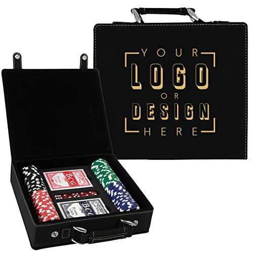 Sofia's Findings Personalized Leatherette 100 Poker Chip Set - Black Gold